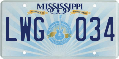 MS license plate LWG034