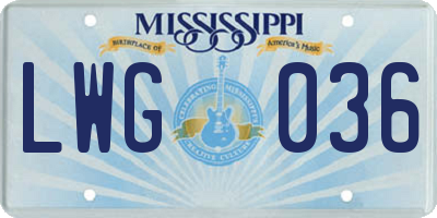 MS license plate LWG036