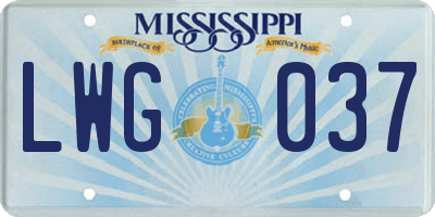 MS license plate LWG037