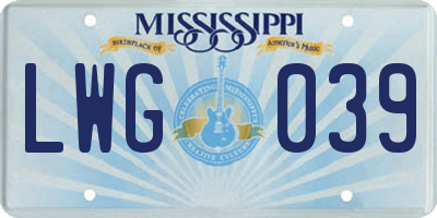 MS license plate LWG039