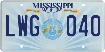 MS license plate LWG040