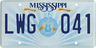MS license plate LWG041