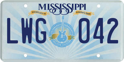 MS license plate LWG042
