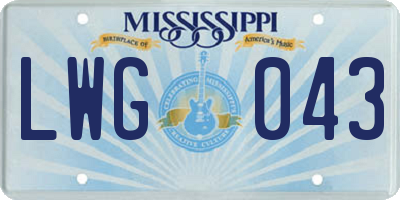 MS license plate LWG043