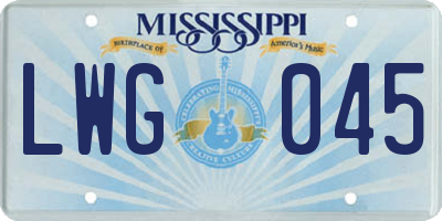 MS license plate LWG045