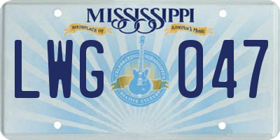 MS license plate LWG047