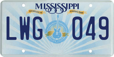 MS license plate LWG049