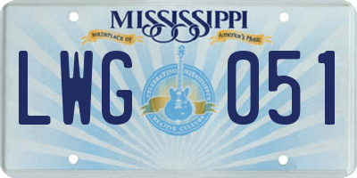 MS license plate LWG051