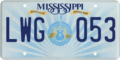 MS license plate LWG053