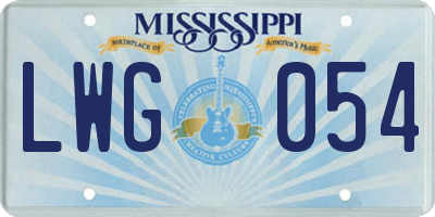 MS license plate LWG054