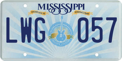 MS license plate LWG057