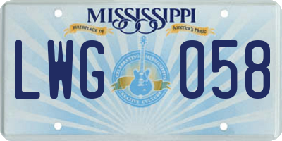 MS license plate LWG058