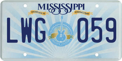 MS license plate LWG059