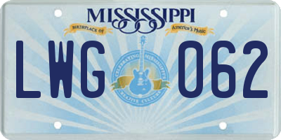 MS license plate LWG062