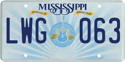 MS license plate LWG063