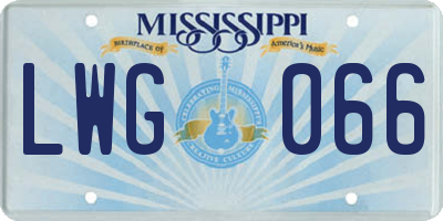MS license plate LWG066