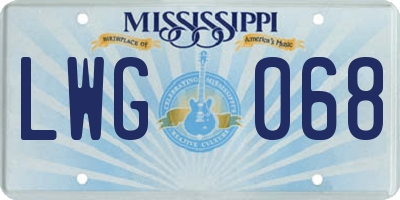 MS license plate LWG068