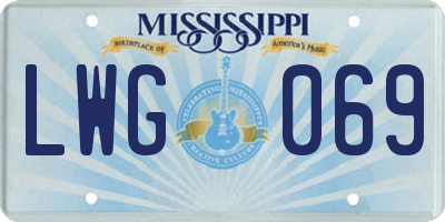 MS license plate LWG069