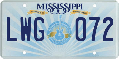 MS license plate LWG072