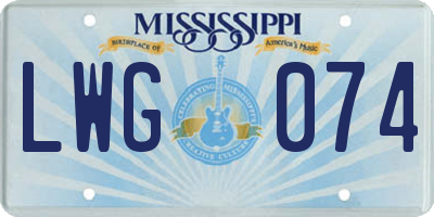 MS license plate LWG074