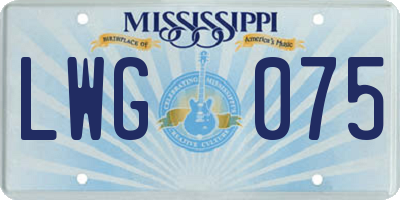 MS license plate LWG075