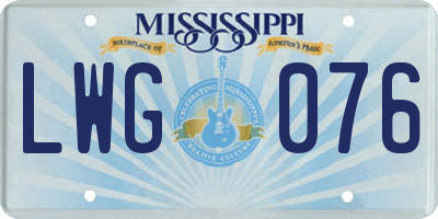 MS license plate LWG076