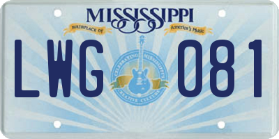 MS license plate LWG081