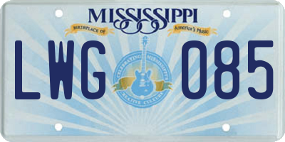 MS license plate LWG085