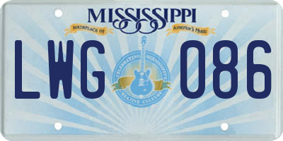 MS license plate LWG086