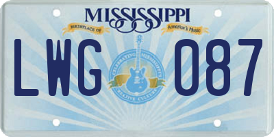 MS license plate LWG087