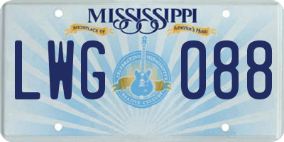 MS license plate LWG088