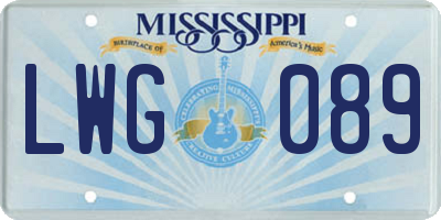 MS license plate LWG089