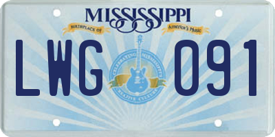 MS license plate LWG091