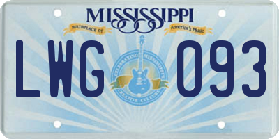 MS license plate LWG093
