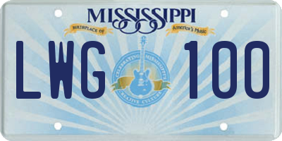 MS license plate LWG100