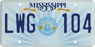 MS license plate LWG104