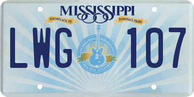 MS license plate LWG107