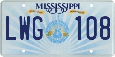 MS license plate LWG108