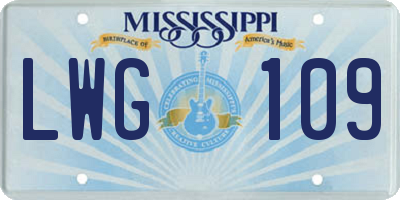 MS license plate LWG109