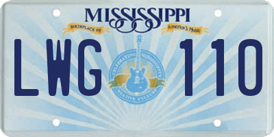 MS license plate LWG110