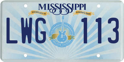 MS license plate LWG113