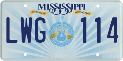 MS license plate LWG114