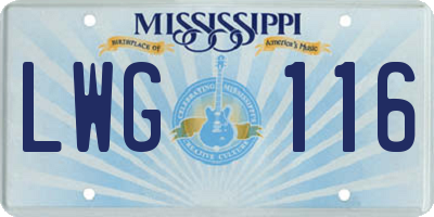 MS license plate LWG116