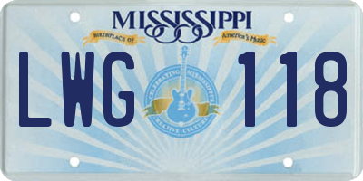 MS license plate LWG118