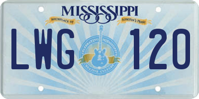MS license plate LWG120