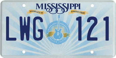 MS license plate LWG121