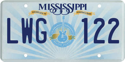 MS license plate LWG122