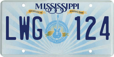 MS license plate LWG124