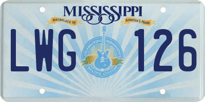 MS license plate LWG126