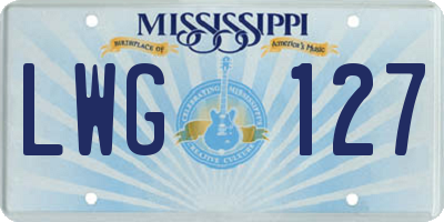 MS license plate LWG127